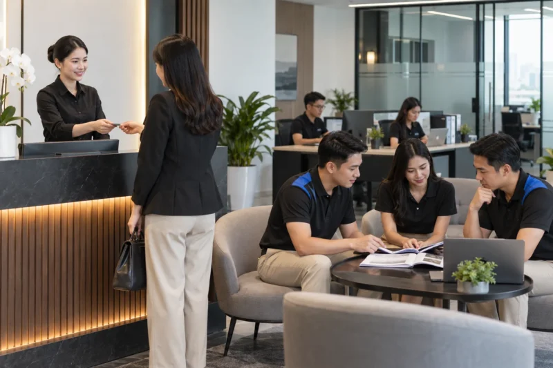 Mẫu đồng phục công ty màu đen chuyên nghiệp