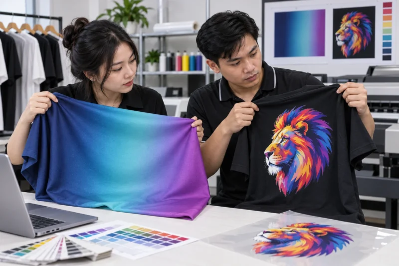Màu sắc của in chuyển nhiệt và in PET trên áo