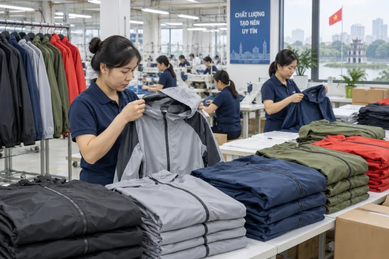 May áo khoác gió 2 lớp và 3 lớp theo yêu cầu