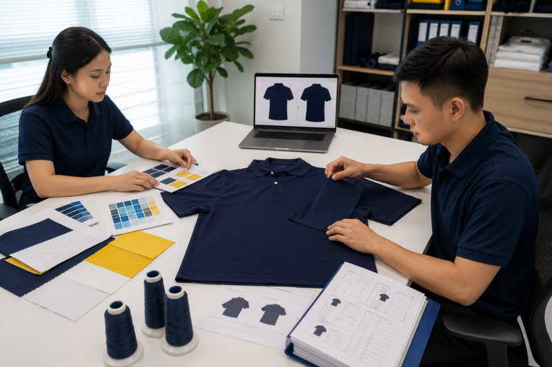 May áo thun đồng phục cotton