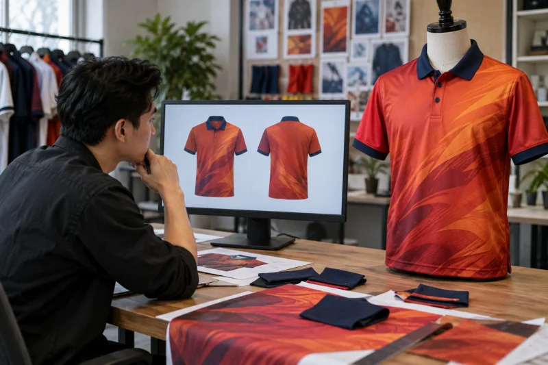 Mockup và mẫu áo polo in chuyển nhiệt hoàn thiện