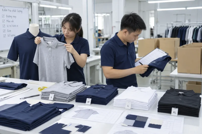 Nghiệm thu áo đồng phục theo mẫu và thông số đã duyệt
