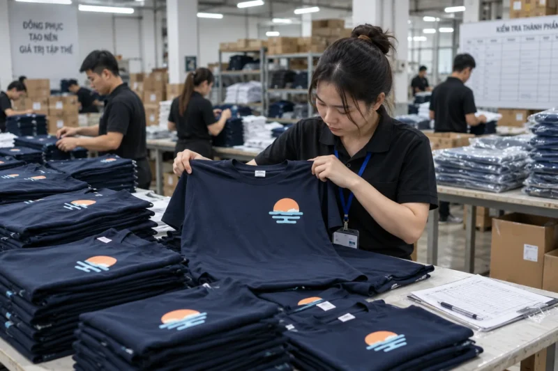 Nghiệm thu hình in trên nhiều áo cùng đơn hàng