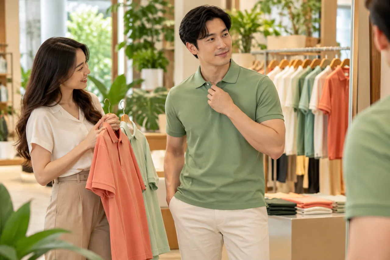 Người mặc polo cài một cúc