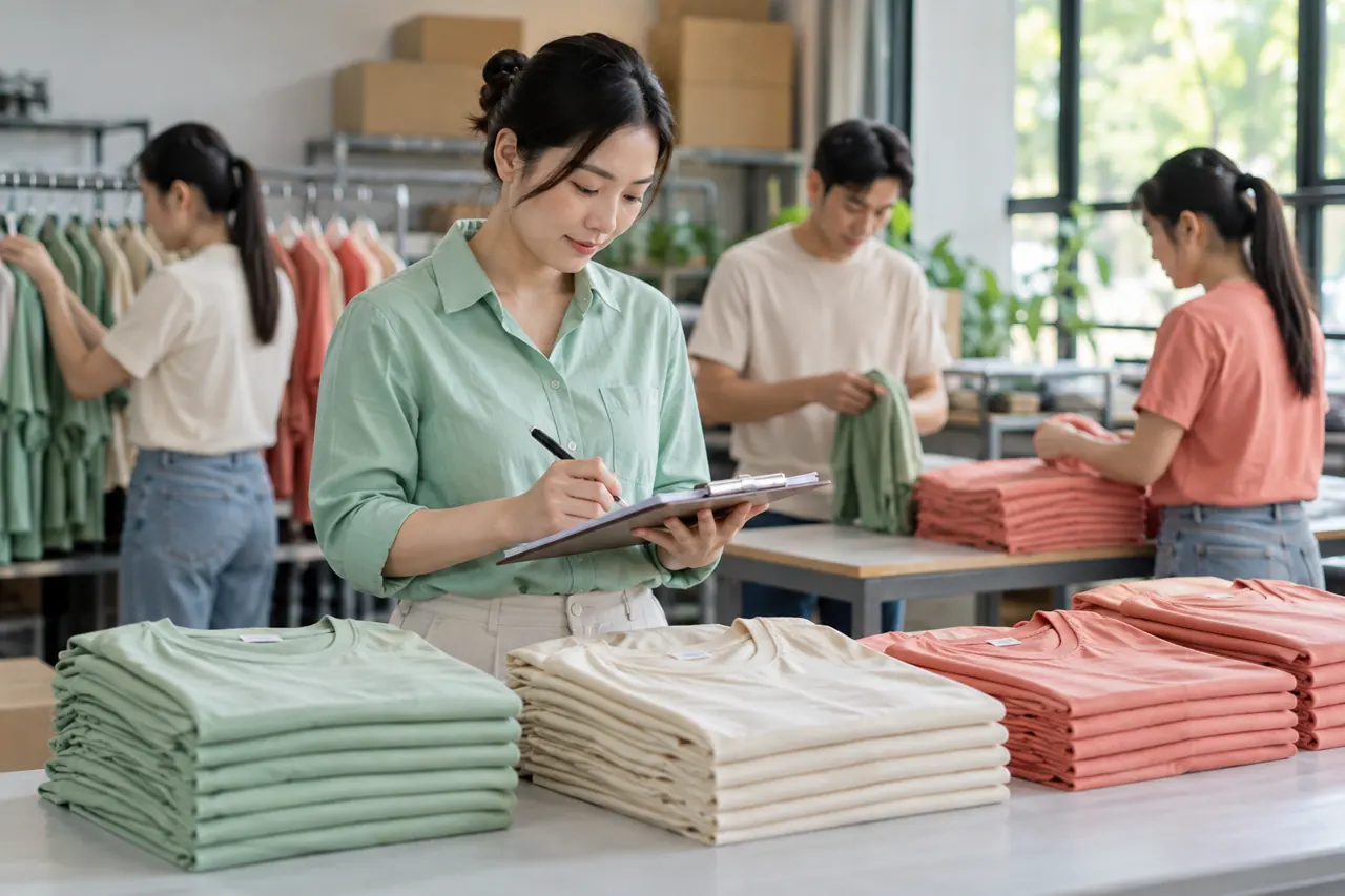 Người phụ trách ghi số lượng áo theo bộ phận