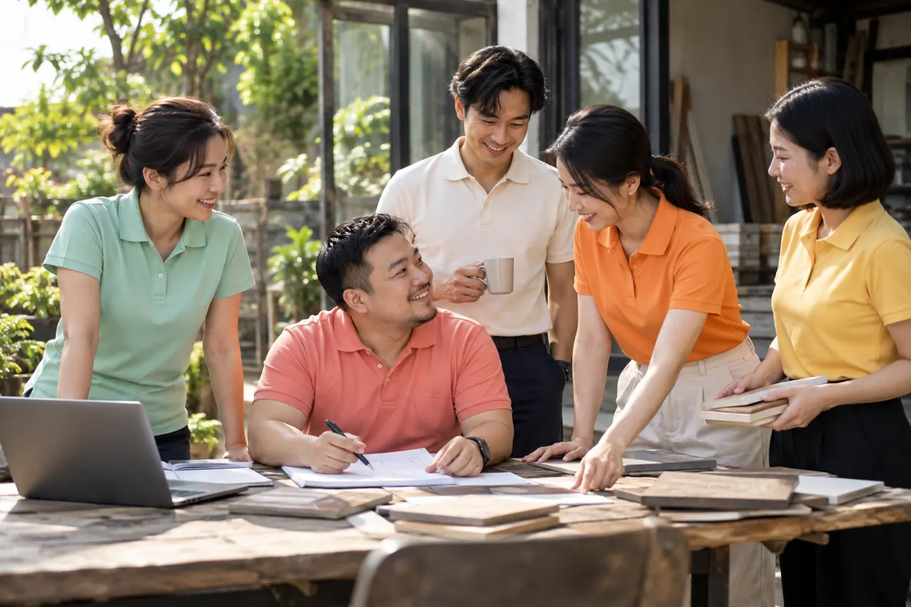 Người thấp đậm ngồi thoải mái trong polo