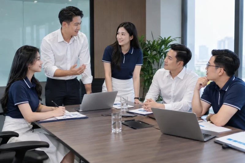 Nhân viên mặc bộ đồng phục công ty cao cấp