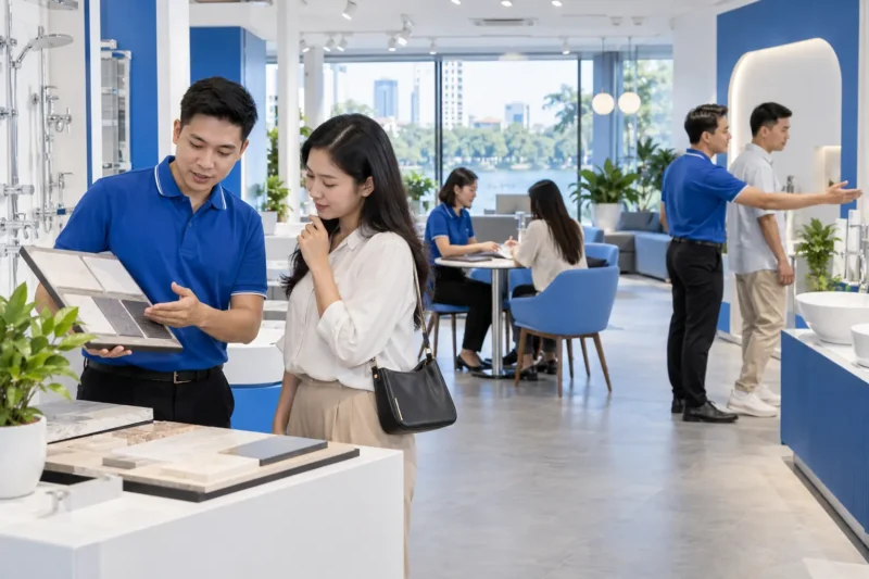 Nhân viên mặc đồng phục giúp khách hàng ghi nhớ thương hiệu