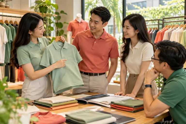 Vải cá sấu may áo polo đồng phục: xem mặt vải và form trước khi chốt