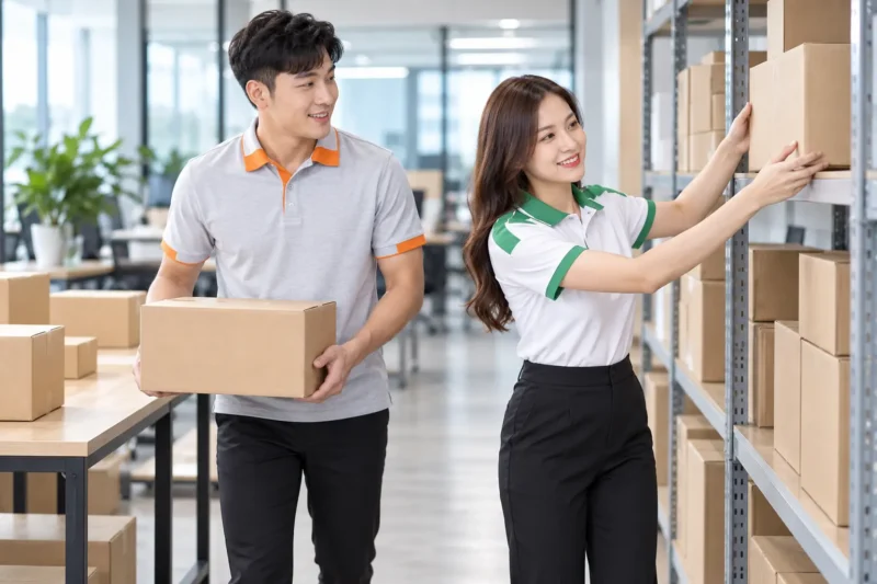 Nhân viên thoải mái khi mặc áo polo đồng phục vừa vặn