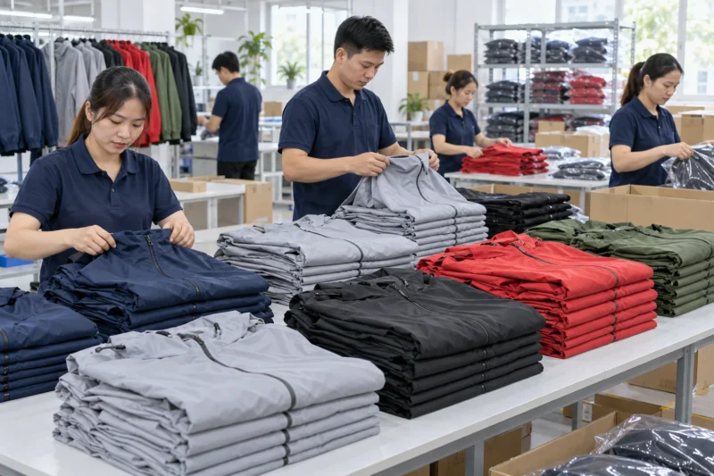 Phân size và đóng gói áo khoác gió đồng phục