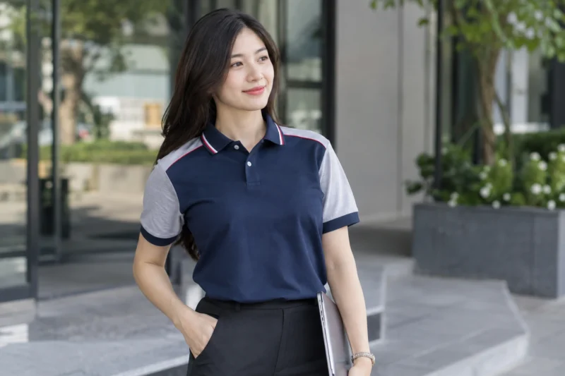 Phối ba màu áo thun đồng phục công ty