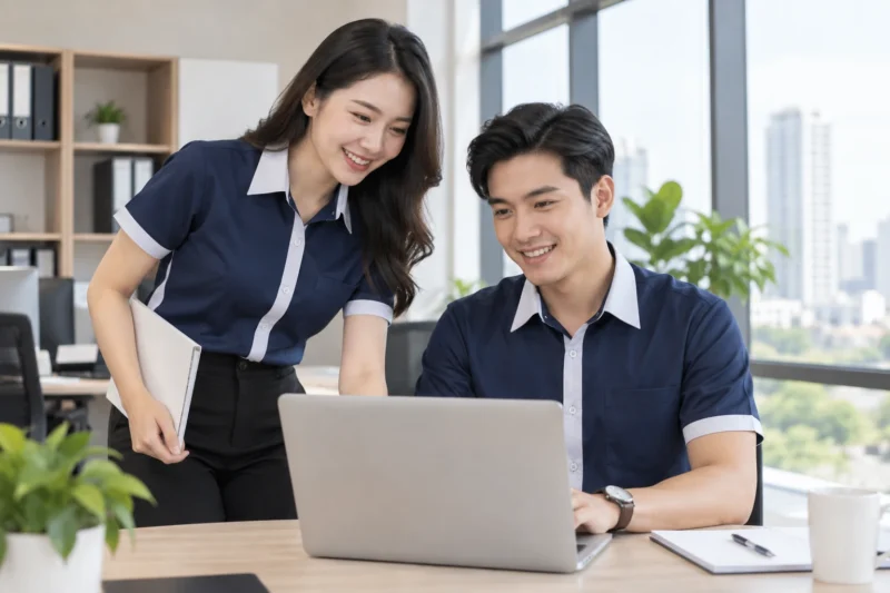 Phối màu áo thun đồng phục theo màu chính và màu phụ