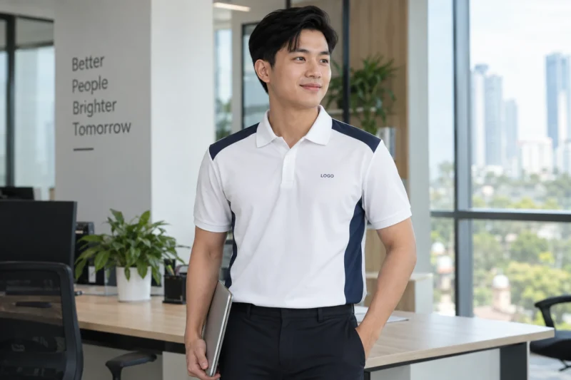 Phối màu áo thun đồng phục theo vị trí logo