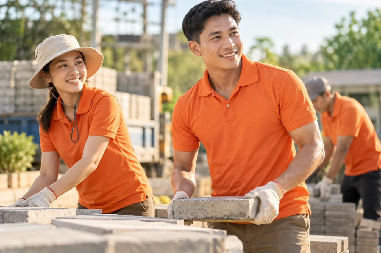 Polo màu cam trong ca ngoài trời