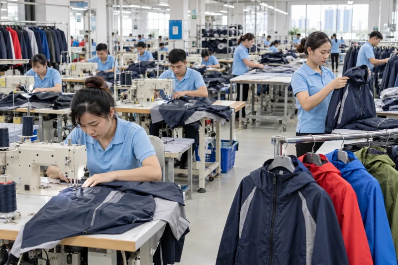 Quy trình may áo khoác gió đồng phục