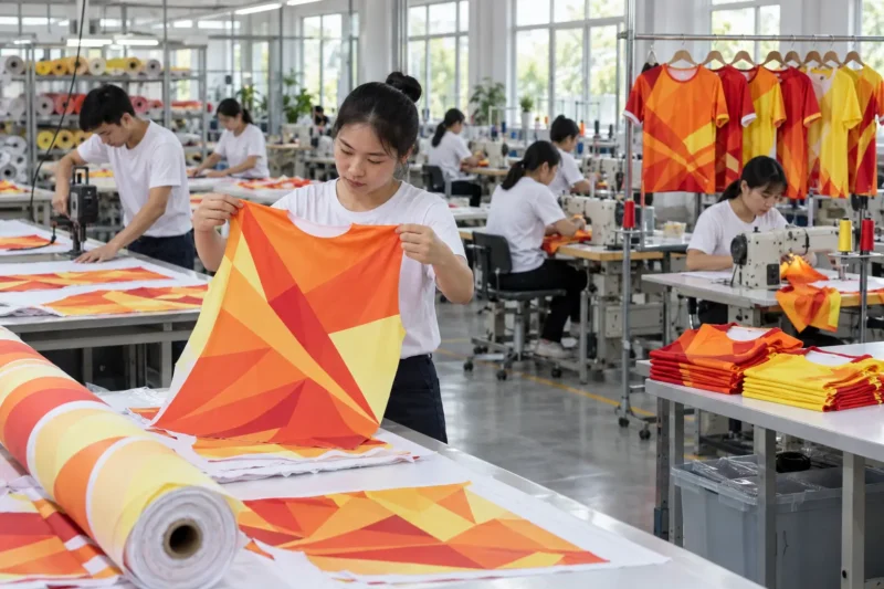 Quy trình may áo team building in chuyển nhiệt theo yêu cầu