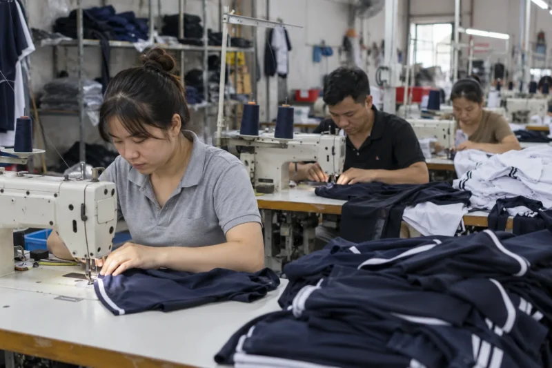 Quy trình sản xuất đồng phục trên chuyền may