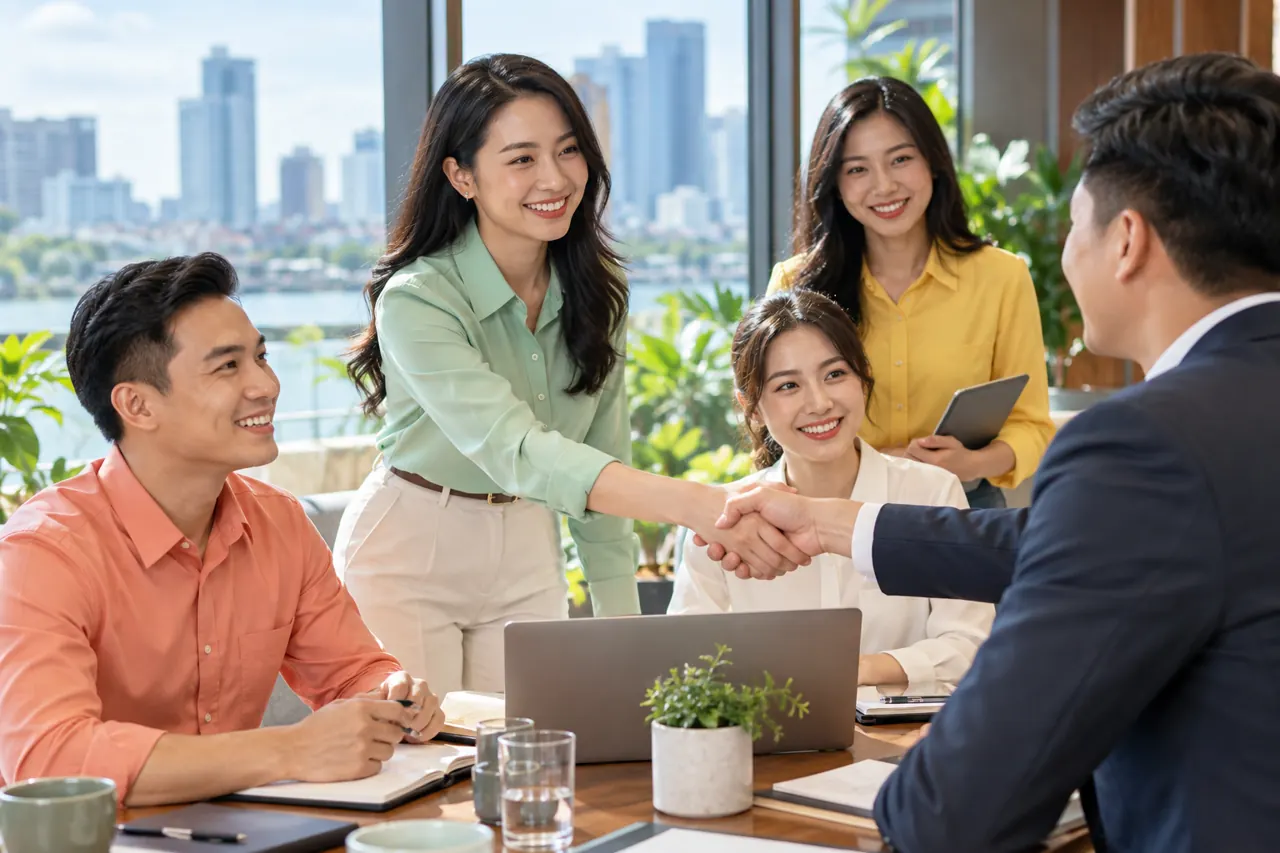 Sơ mi đồng phục trong buổi gặp khách