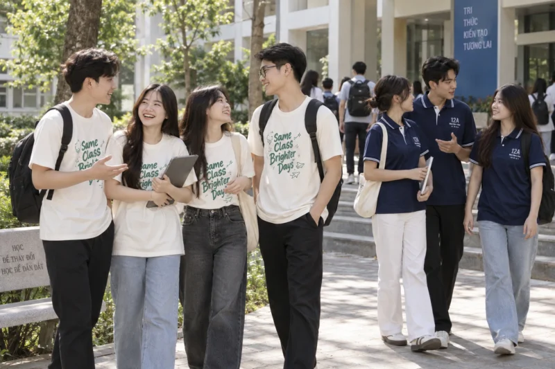 So sánh áo lớp cổ tròn và polo