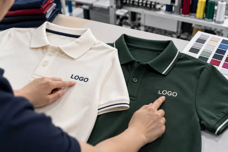 So sánh in và thêu logo khi báo giá áo polo đồng phục 1