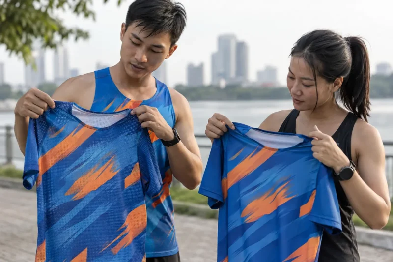 So sánh mẫu áo chạy bộ thun mè và Coolmax