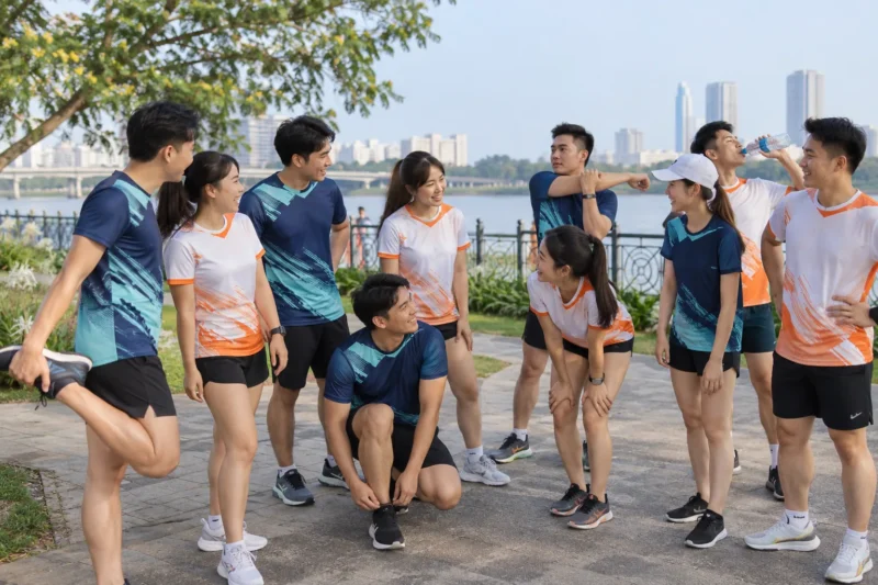 Tập thể mặc áo Airycool in chuyển nhiệt hoàn thiện