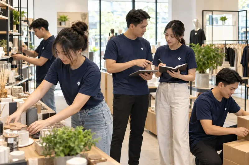 Thành phẩm áo thun in logo lấy ngay tại Hà Nội