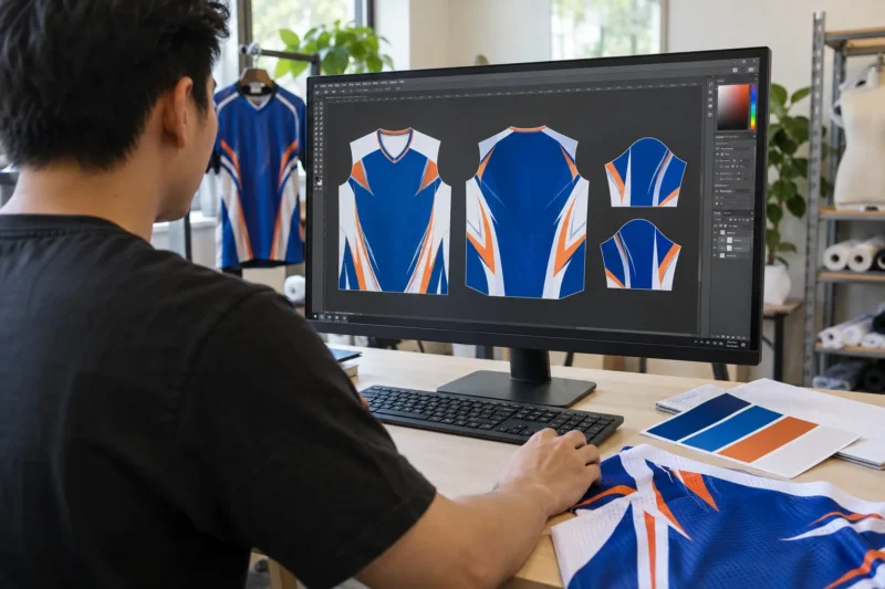 Thiết kế áo bằng vải Coolmax in chuyển nhiệt theo rập