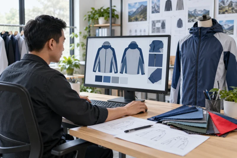 Thiết kế áo khoác gió đồng phục trước sản xuất
