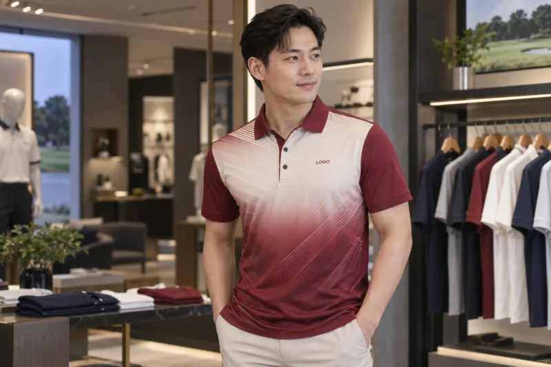 Thiết kế áo polo in chuyển nhiệt với cổ và nẹp