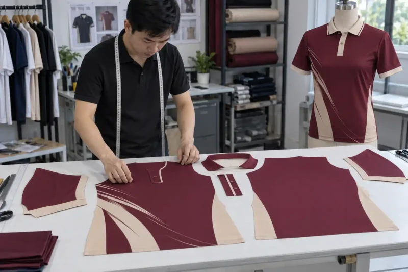 Thiết kế theo rập áo polo in chuyển nhiệt