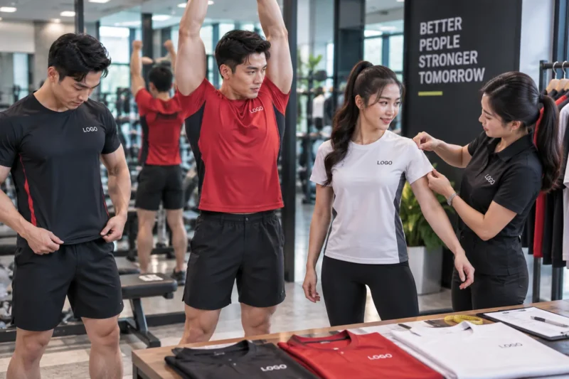 Thử size áo đồng phục PT trước khi sản xuất