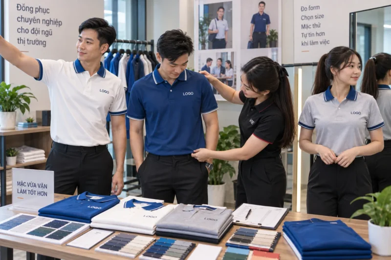 Thử size đồng phục trình dược viên trước khi sản xuất