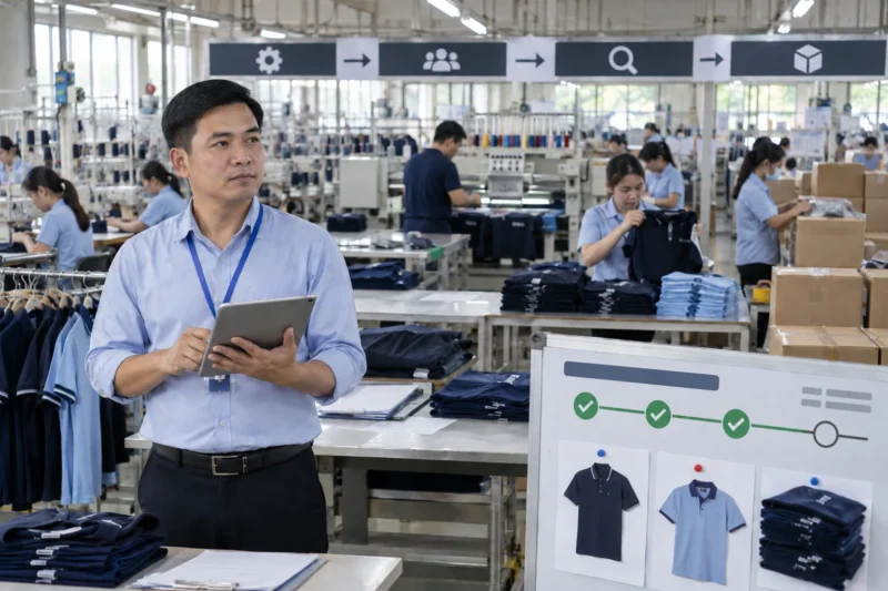 Tiến độ sản xuất áo đồng phục số lượng lớn