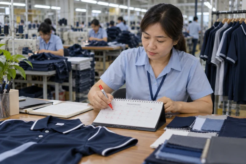 Tính ngược tiến độ may đồng phục từ ngày cần sử dụng