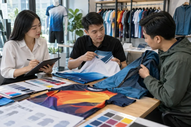 Tư vấn mẫu vải và báo giá áo đồng phục in chuyển nhiệt