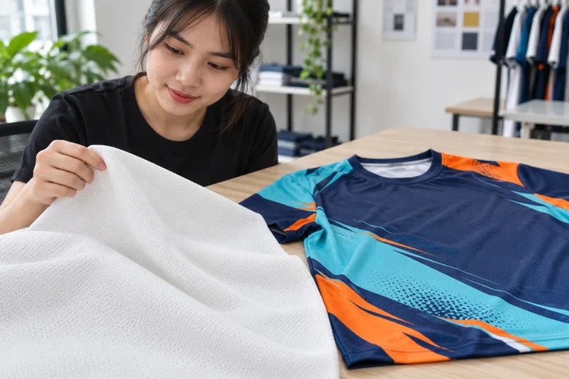 Vải Cafe in chuyển nhiệt tại VIE Uniform