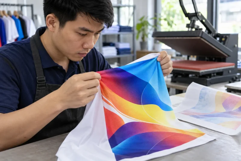 Vải Coolmax in chuyển nhiệt được kiểm tra khả năng lên màu
