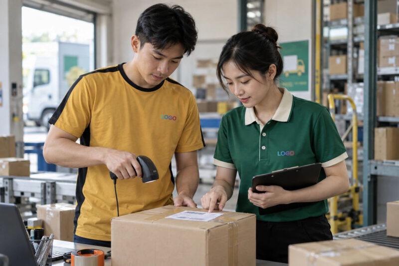 Vị trí logo trên áo đồng phục logistics 1