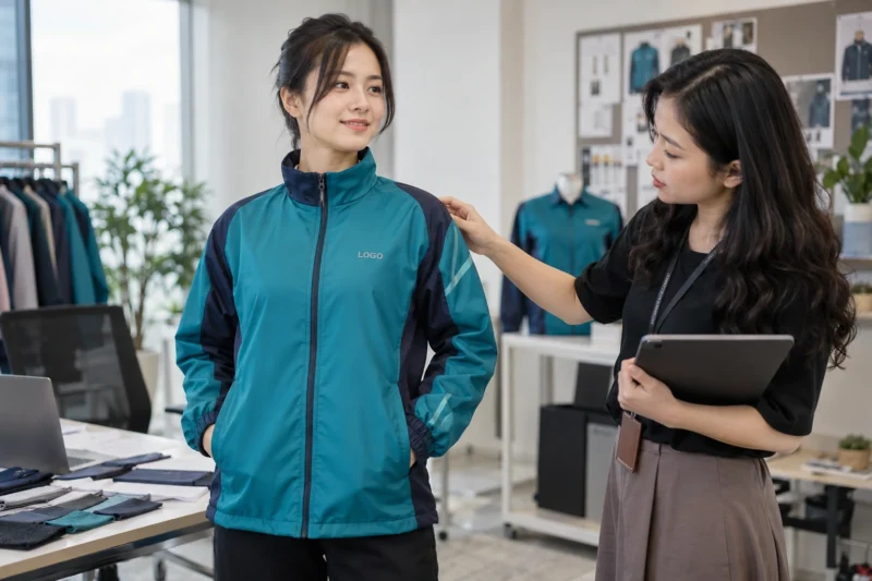 Vị trí logo trên áo gió in chuyển nhiệt