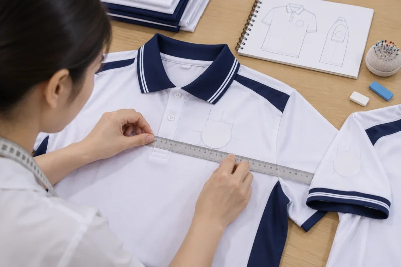 Vị trí logo trên mẫu áo đồng phục học sinh