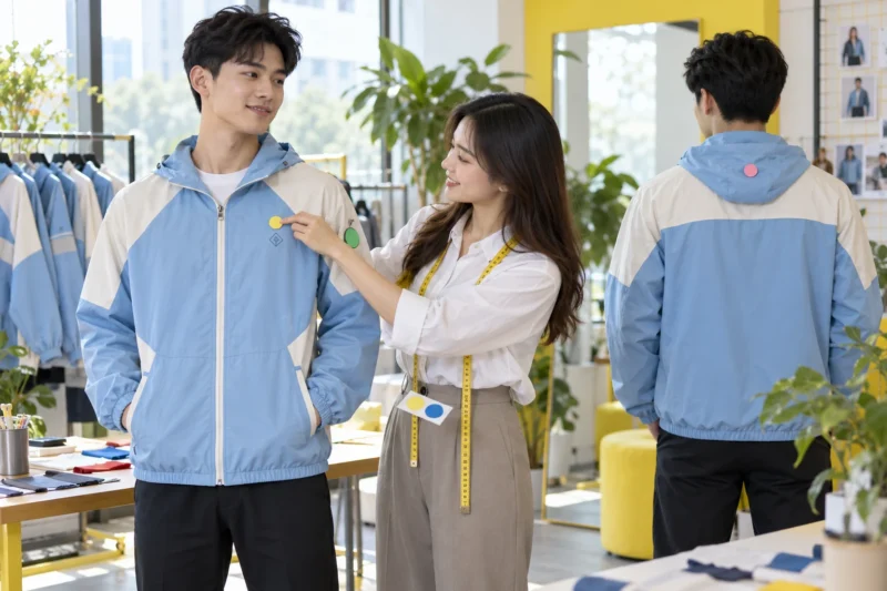 Vị trí thêu logo áo khoác đồng phục