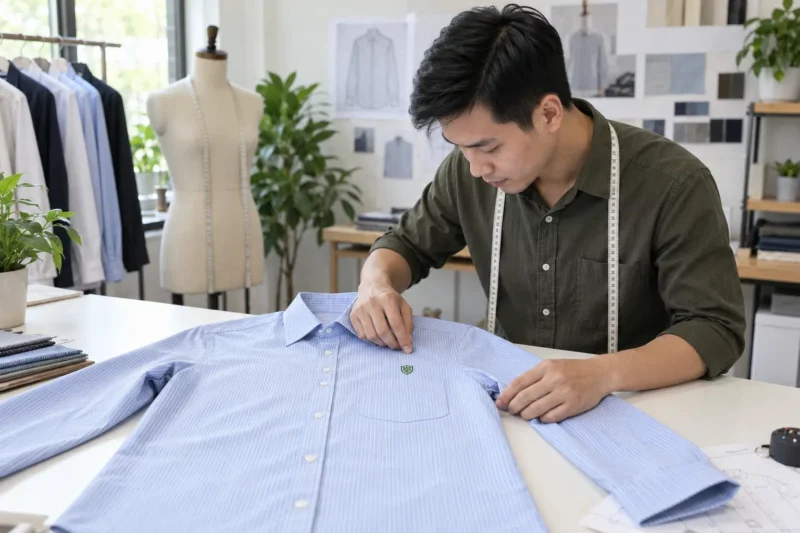 Vị trí thêu logo áo sơ mi đồng phục 1