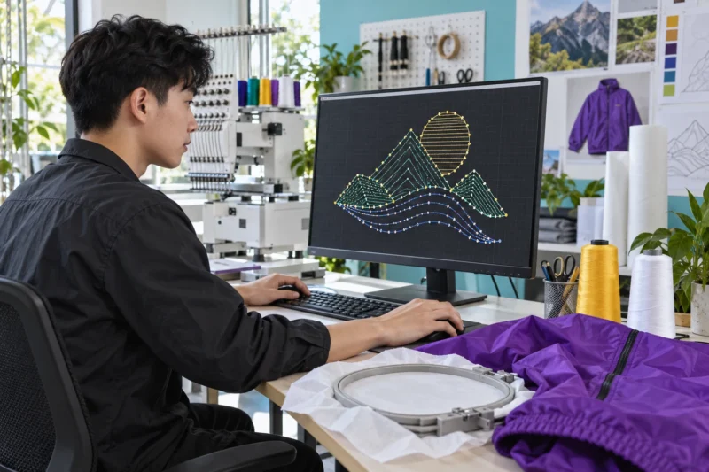 Xử lý file thêu logo áo khoác