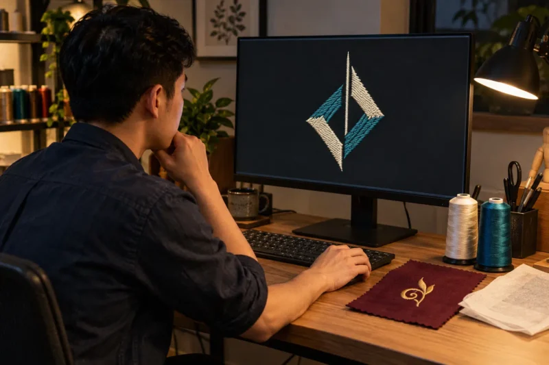 Xử lý file thêu logo áo sơ mi 1