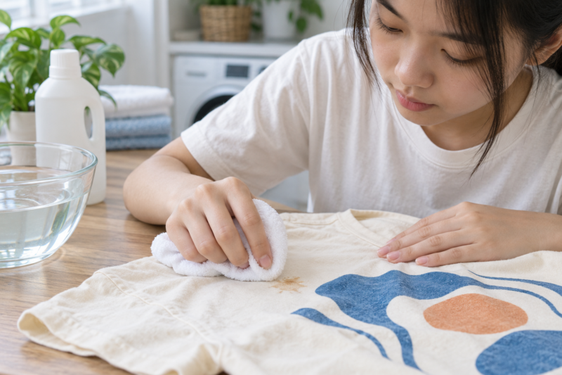 Xử lý vết bẩn trên áo lớp in hình