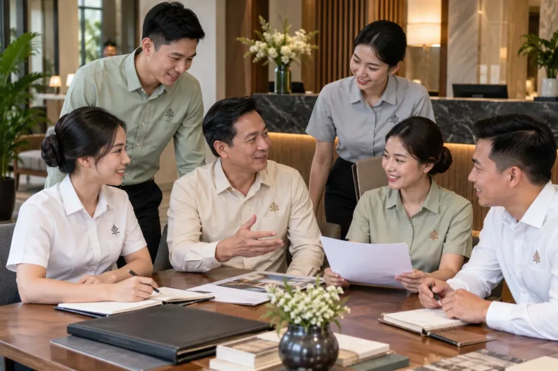 Xưởng thêu logo áo sơ mi tại VIE Uniform 1