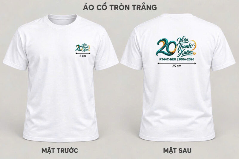 20 áo họp lớp KT44C–NEU – 100% cotton giãn 2 chiều – Maket áo họp lớp KT44C–NEU mặt trước và mặt sau. – 3