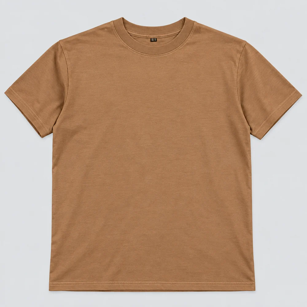 Mặt trước trơn của áo thun Myway Coffee cổ tròn nâu 100% cotton